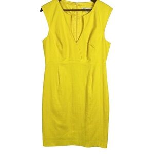 Trina Turk Dress Womens 12 Yellow Canary Lined Bright Casual Textured